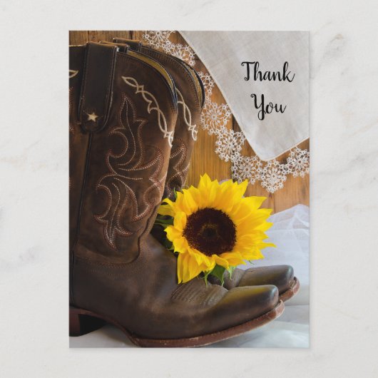 Land Sunflower Lace Western Weddenschap Bedankt Briefkaart (Voorkant)