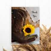 Land Sunflower Lace Western Weddenschap Bedankt Briefkaart