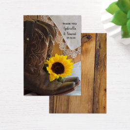 Land Sunflower Lace Western Weddenschap voor Label Visitekaartjes