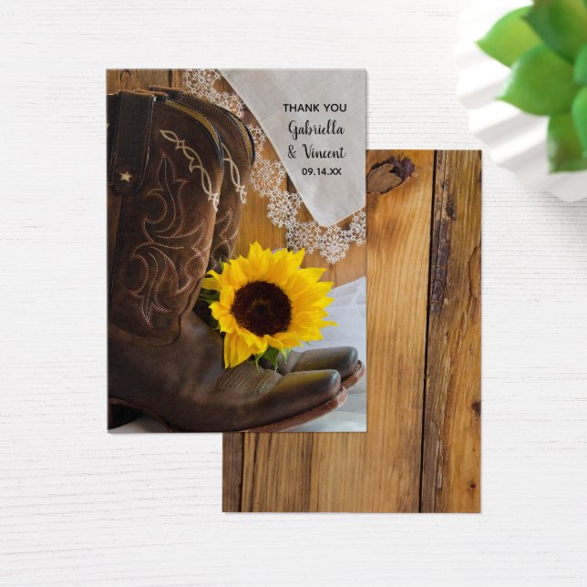Land Sunflower Lace Western Weddenschap voor Label Visitekaartjes (Bureau)