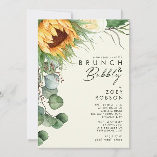 Land Sunflower Light Yellow Brunch en Bubble Kaart (Voorkant)