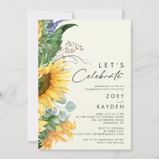 Land Sunflower Light Yellow Let's Celebrate Kaart (Voorkant)
