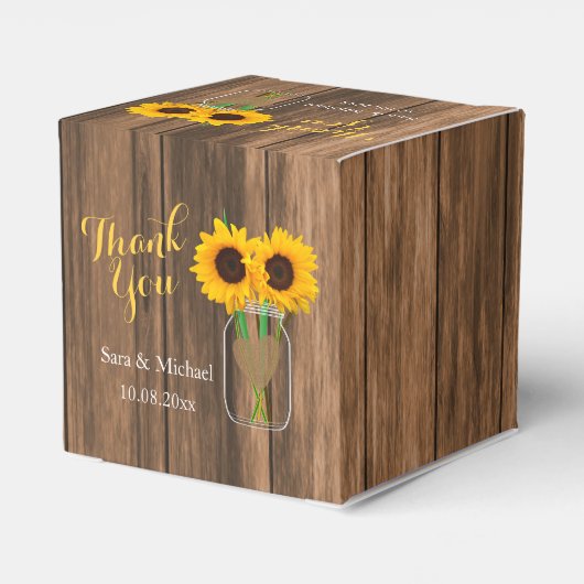 Land Sunflower Mason Jar - Dank u wel Bedankdoosjes (Achterkant)