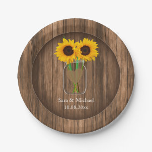 Land Sunflower Mason Jar Papieren Bordje