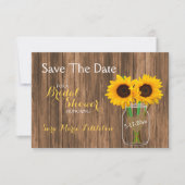 Land Sunflower Mason Jar Save the Date (Voorkant)