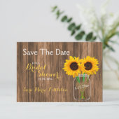 Land Sunflower Mason Jar Save the Date (Staand voorkant)