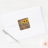 Land Sunflower Mason Jar Vierkante Sticker (Envelop)