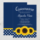 Land Sunflower Navy Blue Quinceanera Kaart (Voorkant / Achterkant)