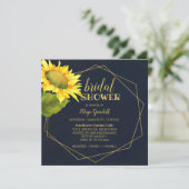 Land Sunflower Navy Blue Vrijgezellenfeest Kaart (Staand voorkant)