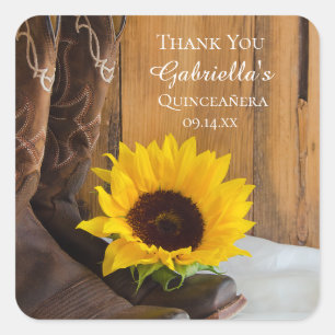 Land Sunflower Quinceañera Hartelijk dank voor tag Vierkante Sticker