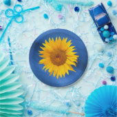 Land Sunflower Royal Blue Summer Weddenschap Papieren Bordje (Feest)