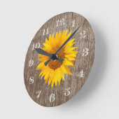 Land Sunflower Rustic Barn Wood  Ronde Klok (Hoek)