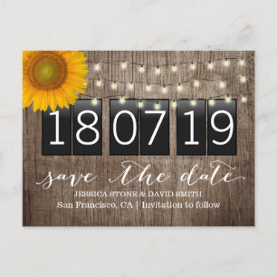 Land Sunflower Rustic Wedding Save the Date Aankondigingskaart
