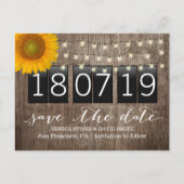 Land Sunflower Rustic Wedding Save the Date Aankondigingskaart (Voorkant)