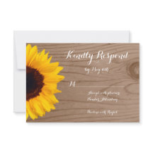 Land Sunflower Rustige Wood Wedding RSVP-kaarten