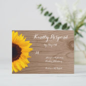 Land Sunflower Rustige Wood Wedding RSVP-kaarten RSVP Kaartje (Staand voorkant)