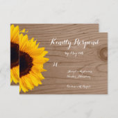 Land Sunflower Rustige Wood Wedding RSVP-kaarten RSVP Kaartje (Voorkant / Achterkant)