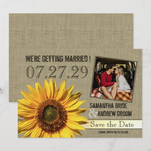 Land Sunflower Save the Date (Voorkant / Achterkant)