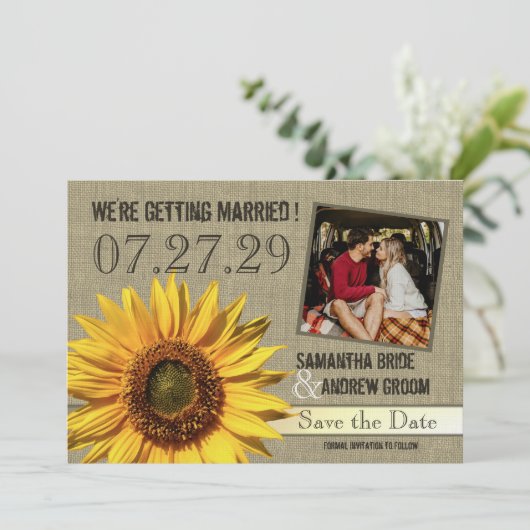 Land Sunflower Save the Date (Staand voorkant)