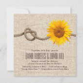Land Sunflower & Twine Knot Burlap Wedding Kaart (Voorkant)