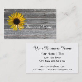 Land Sunflower Weathered Wooden Wall Visitekaartje