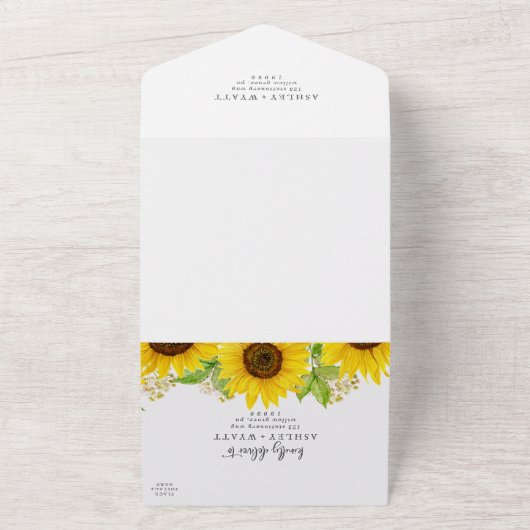 Land Sunflower Weddenschap in één uitnodiging (Buitenkant)