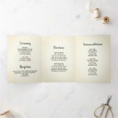 Land Sunflower Western Barn Wedding Drieluik Uitnodiging (Binnen)