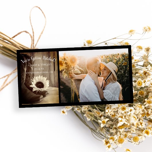 Land Sunflower Western Barn Wedding Sepia Save The Date