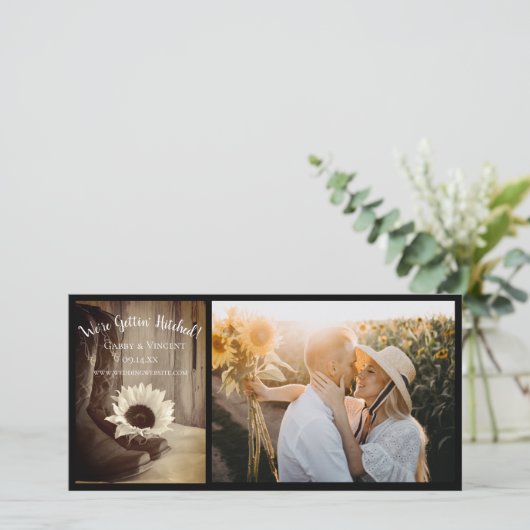 Land Sunflower Western Barn Wedding Sepia Save The Date