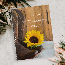 Land Sunflower Western Quinceañera Guest Book Notitieboek