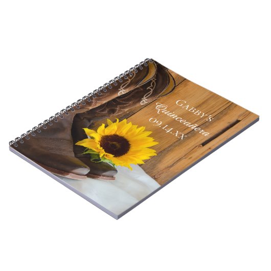 Land Sunflower Western Quinceañera Guest Book Notitieboek (Linkerzijde)