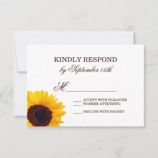 Land Sunflower White Weddenschap RSVP-kaarten RSVP Kaartje (Voorkant)