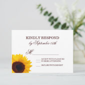 Land Sunflower White Weddenschap RSVP-kaarten RSVP Kaartje (Staand voorkant)