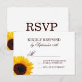 Land Sunflower White Weddenschap RSVP-kaarten RSVP Kaartje (Voorkant / Achterkant)
