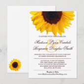 Land Sunflower White Wedding Invitation Kaart (Voorkant / Achterkant)