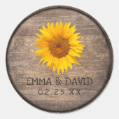 Land Sunflower Wine Barrel Weddenschap Bedankt Ronde Sticker (Voorkant)