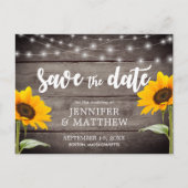 Land Sunflower Wood Light Weddenschap bespaart dat Aankondigingskaart (Voorkant)