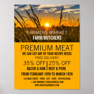 Land Sunset, Farmer & Butcher Adverteren Poster