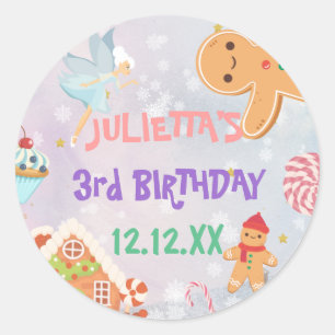 Land Sweet Sugar Plum Fairy Gingerbrood Birthday Ronde Sticker