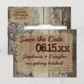 Land Swirl Wood Rustic Save the Date Briefkaarten (Voorkant / Achterkant)