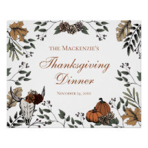 Land Thanksgiving Partij Herfst Oogst Bull Skull