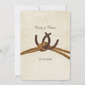 Land Touw en Hoefijzers Bruiloft Kaart (Achterkant)