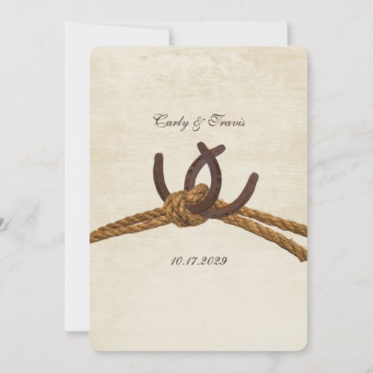 Land Touw en Hoefijzers Bruiloft Kaart (Achterkant)