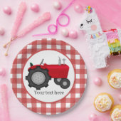 Land Tractor-partij voegt tekst toe Papieren Bordje (Feest)