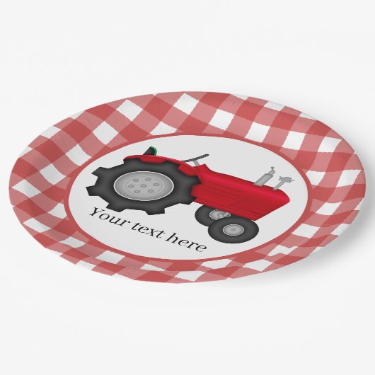 Land Tractor-partij voegt tekst toe Papieren Bordje (Gekanteld)