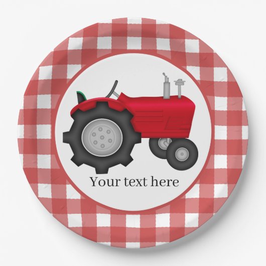 Land Tractor-partij voegt tekst toe Papieren Bordje (Voorkant)