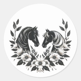 Land Trouwpaarden en bloemen Ronde Sticker