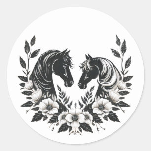 Land Trouwpaarden en bloemen Ronde Sticker