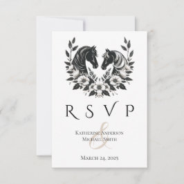 Land Trouwpaarden en bloemen RSVP Kaartje
