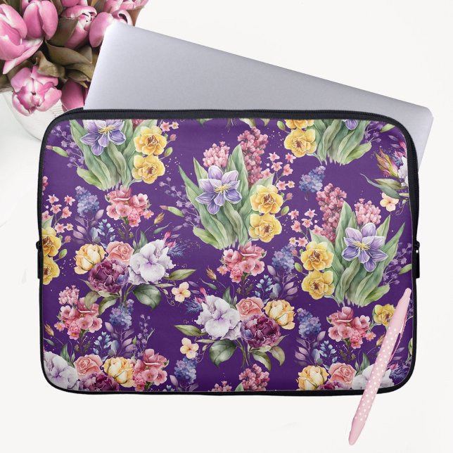 Land  tuinbouwers op Paarse achtergrond Laptop Sleeve (Creator heeft geüpload)